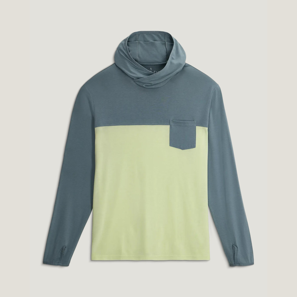 FREE FLY Men's Bamboo Hybrid Hoodie Stormy Sea Lime