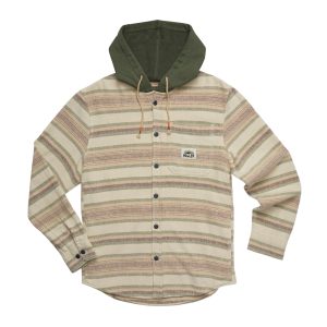 HOWLER BROTHERS Men's Salvo Hooded Blanket Flannel Pathway Stripe Dawn