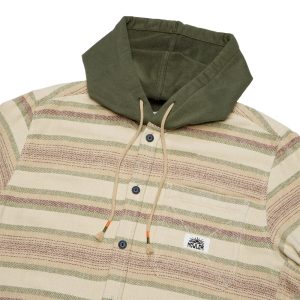 HOWLER BROTHERS Men's Salvo Hooded Blanket Flannel Pathway Stripe Dawn