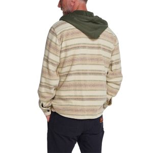 HOWLER BROTHERS Men's Salvo Hooded Blanket Flannel Pathway Stripe Dawn